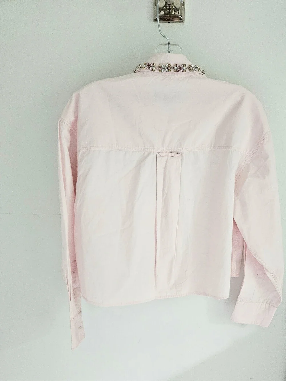 J Crew Etienne Jeweled Cropped Button Down Shirt